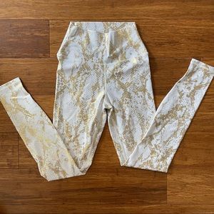 Carbon38 Metallic Snake Leggings Gold White XS